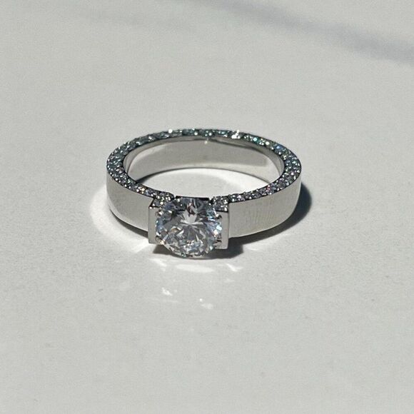 New! “Amelie” Silver Crystal Studded Ring - Picture 2 of 5